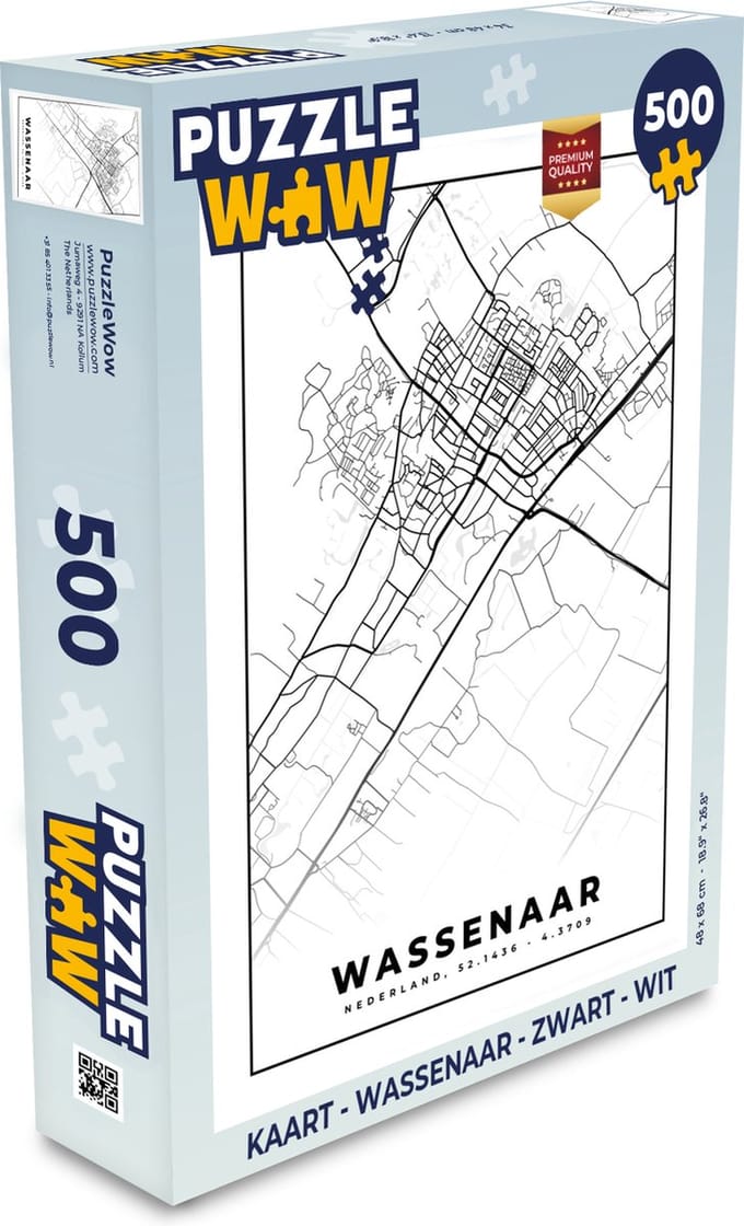 Puzzel Kaart - Wassenaar - Zwart - Wit - Legpuzzel - Puzzel 500 stukjes
