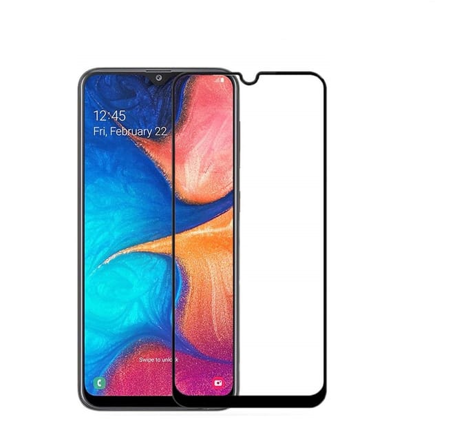Ntech Screenprotector Geschikt voor Samsung Galaxy A20 full cover Screenprotector Tempered Glass - Zwart