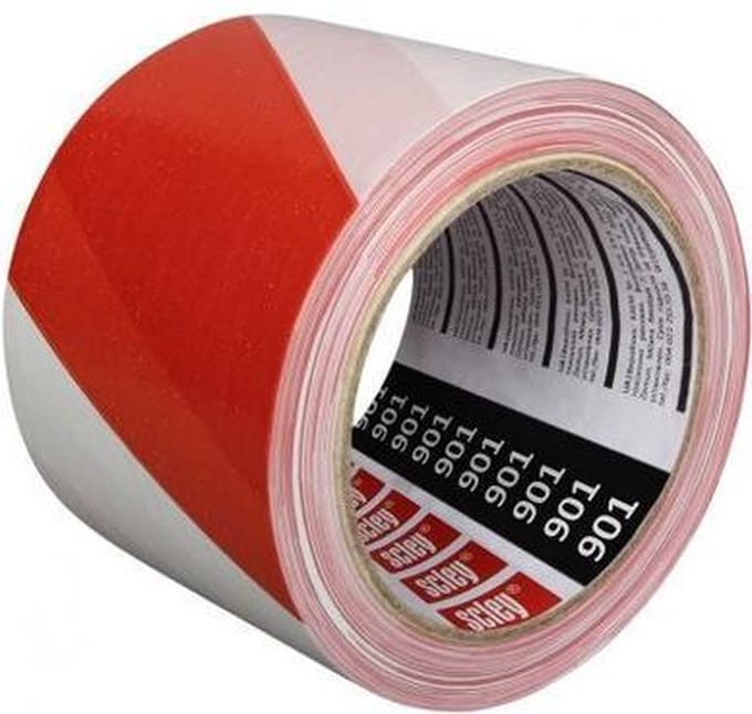 Afzetlint Rood Wit 80 mm x 100 m