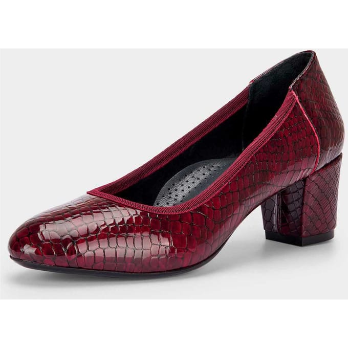 Pumps van lakleer met reliëf - bordeaux - Gr. 41 van Goldner Fashion
