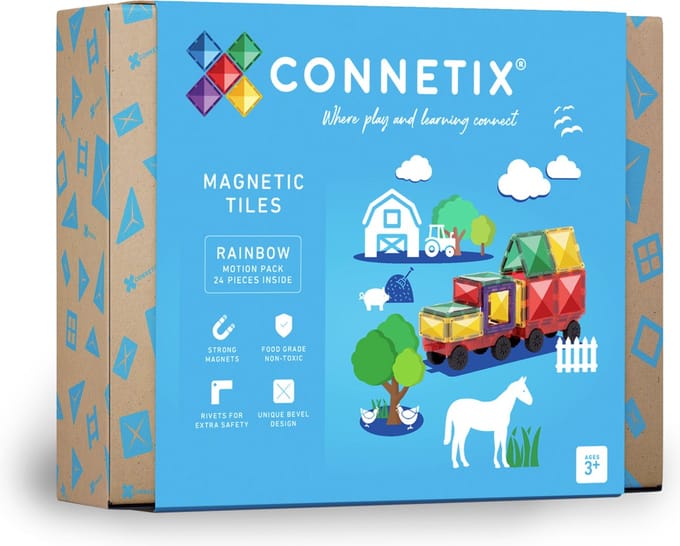 CONNETIX - Magnetisch Tegels - Regenboog Bewegingspakket - 24 Stuks - Magnetisch Speelgoed