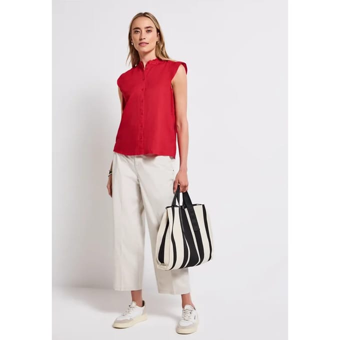 Linnen blouse met ruches
