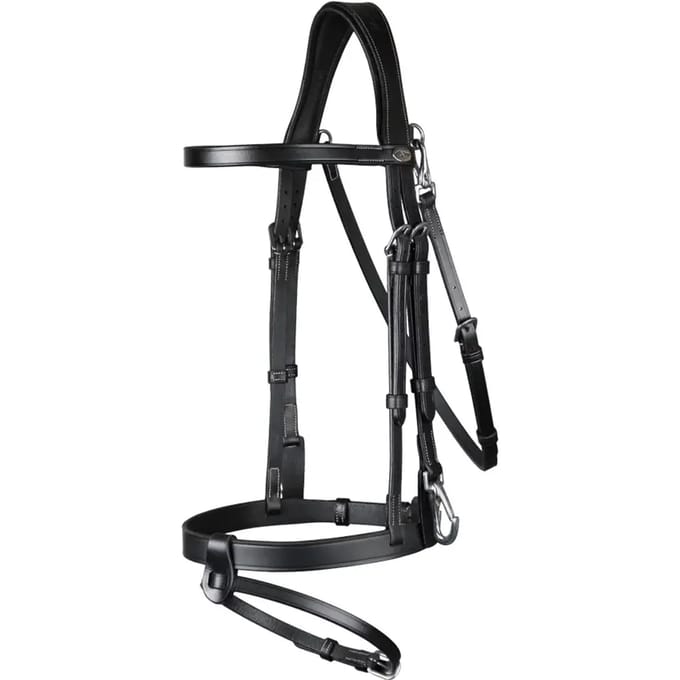 Dy'on Hoofdstel Working Collection Flat Leather With Snap Hooks Zwart - middel