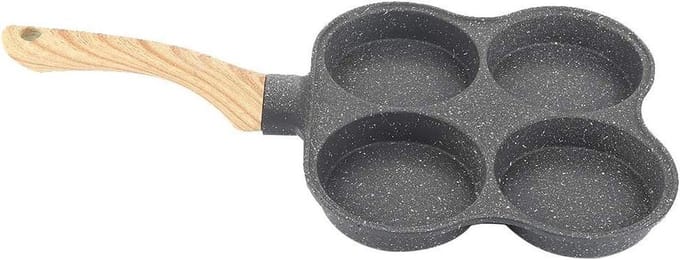 Omelet Pan - Pannenkoekenpan Eierpan - Ontbijt Maken - Vier Gaten Ontwerp - 620 Gram - Zilver