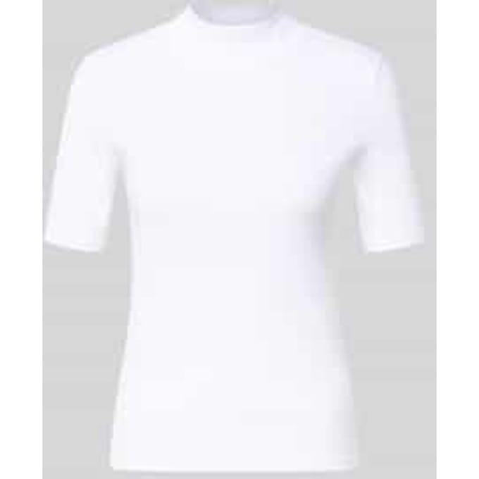 T-shirt met geribde opstaande kraag