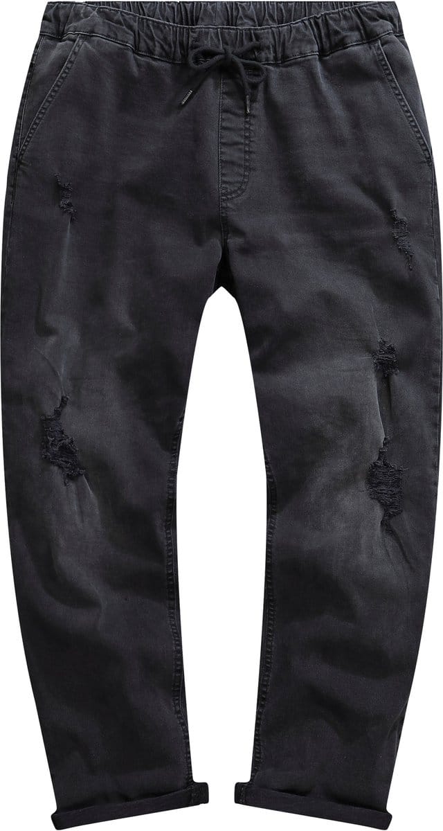 STHUGE - Heren - Jeans FLEXLASTIC® denim destroyed-look vintage - Zwart - Maat L