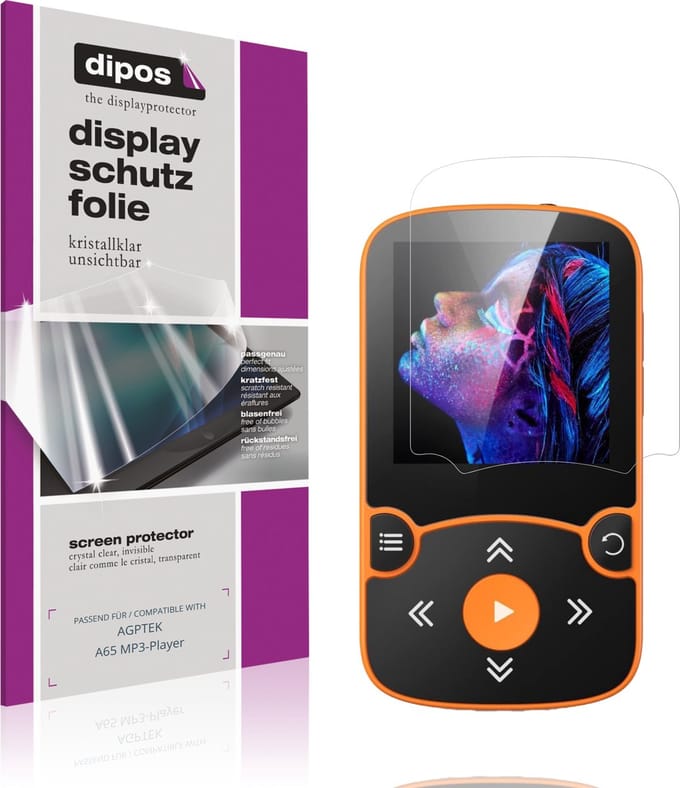dipos – 4x Beschermfolie geschikt voor AGPTEK A65 MP3-Player | Krasbestendige & heldere Screenprotector Ultra-Thin