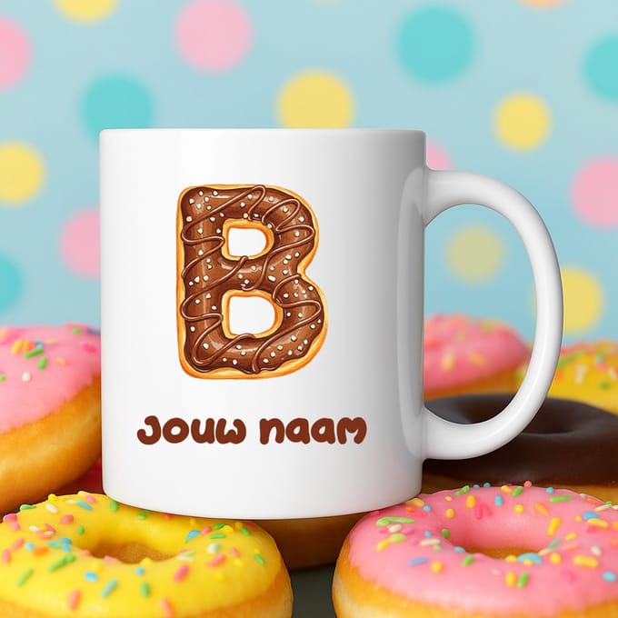 Mok - Donut letter B – Gepersonaliseerd met naam – Grappige Mokken