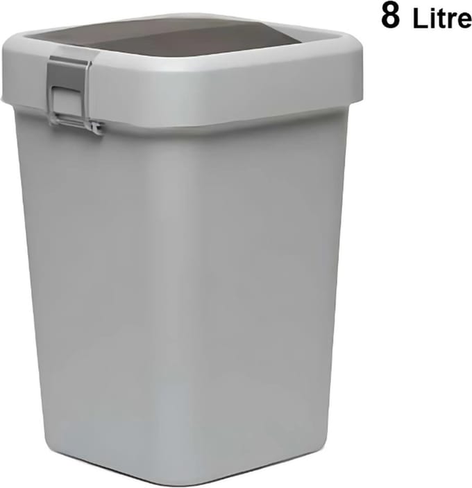 Motek® - Comfort Dust Bin Afvalbak 8,lt - Prullenbak - Afvalscheiding - Kitchware- Gemaakt van Gerecycled Plastic - Grijs