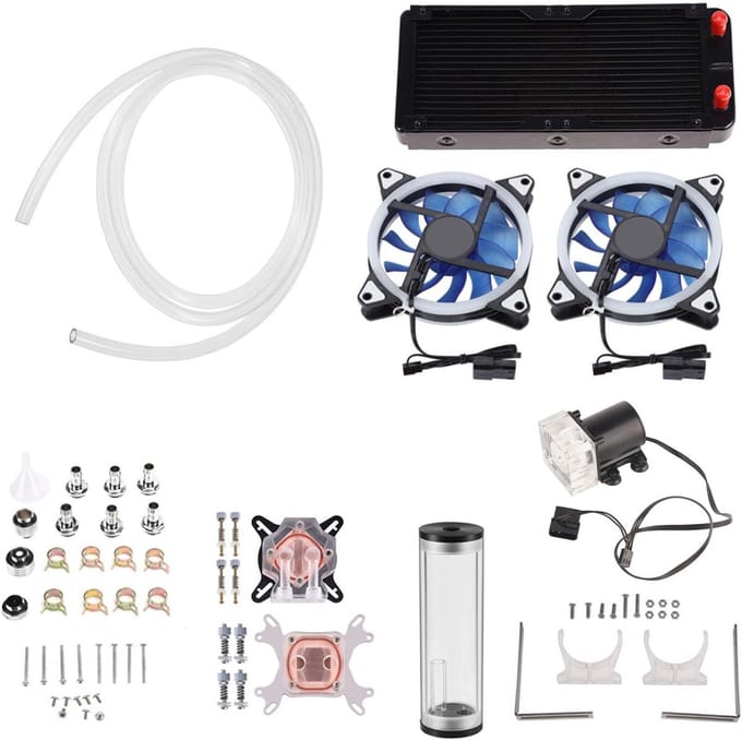 Waterkoeling Kit - CPU Koeler - Computer Koelen - Koperen Basis - 240mm - Transparant