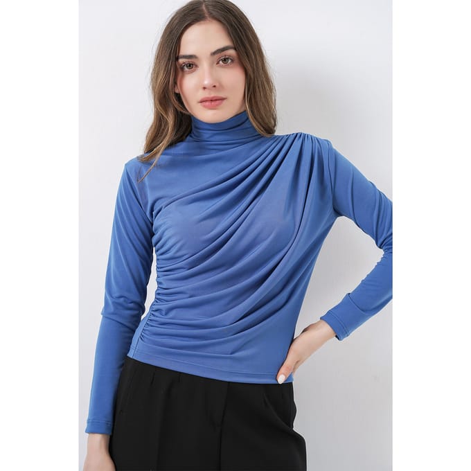 Aansluitende colblouse met drapeer-detail