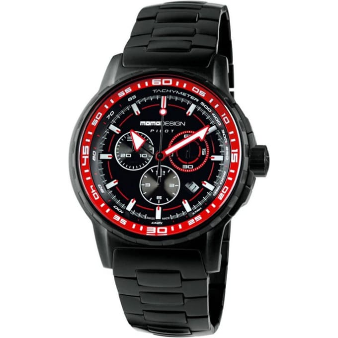 MOMO Design Pilot MD2164BK-40 Horloge Heren 46mm 5 ATM