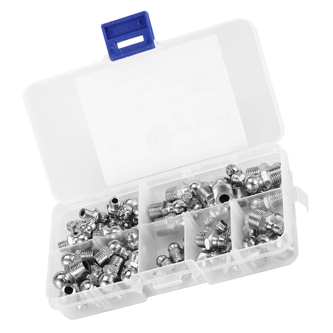 Assortiment de 45 raccords de graisseur Zerk en laiton et métal durable M6M8M10 white