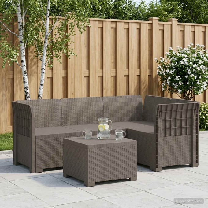 vidaXL - 4-Zitter - Tuin - Sofa - Rattan - Look - PP - Lichtgrijs