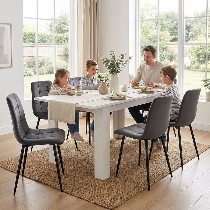 Homestyle4u Eettafel - 120x80 cm - Keukentafel - Uitschuifbare - Tafel - Houten - Wit