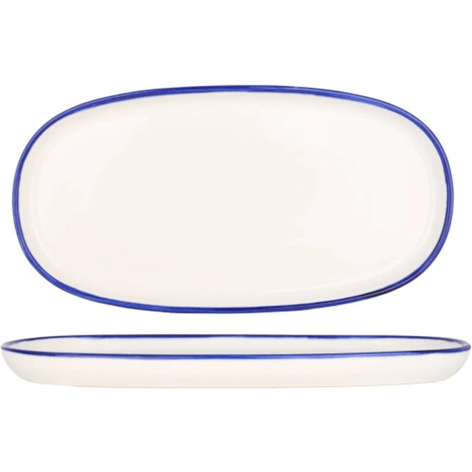 Rinart Serveerschaal - Blue Edge - Porselein - 30x15 cm - set van 2