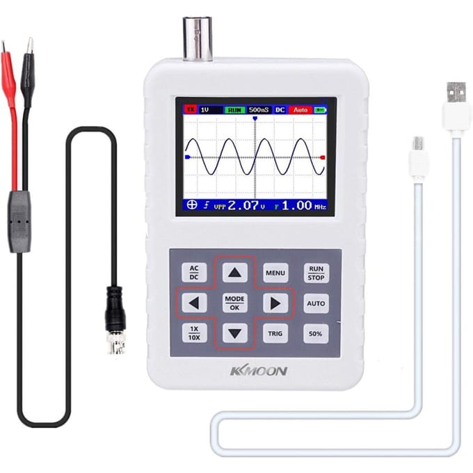 KKmoon DSO PRO Digitale Oscilloscoop Handheld Oscilloscoop Mini Handpalmformaat Oscilloscoop met 5M With P6100 wit