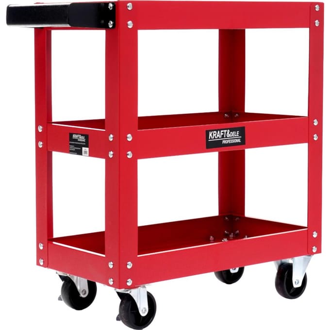 Kraft&Dele Gereedschapswagen 3 niveaus 51x26x58cm Rood