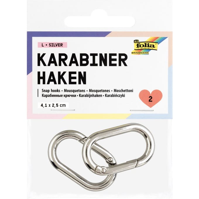 Karabijnhaken, 2 stuks - Zilver