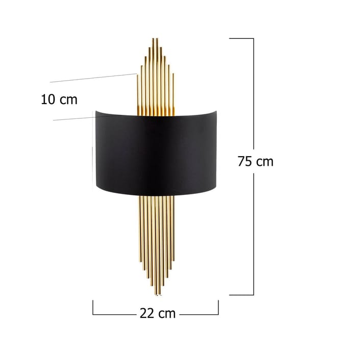 Opviq Wandlamp 616-A, zwart met gouden staafjes