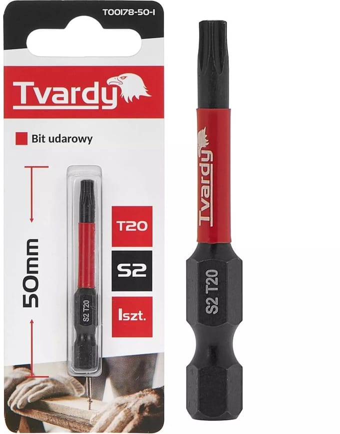 Tvardy Impact bit T20 - 50mm - S2 staal - Magnetische tip - Voor Torx schroeven