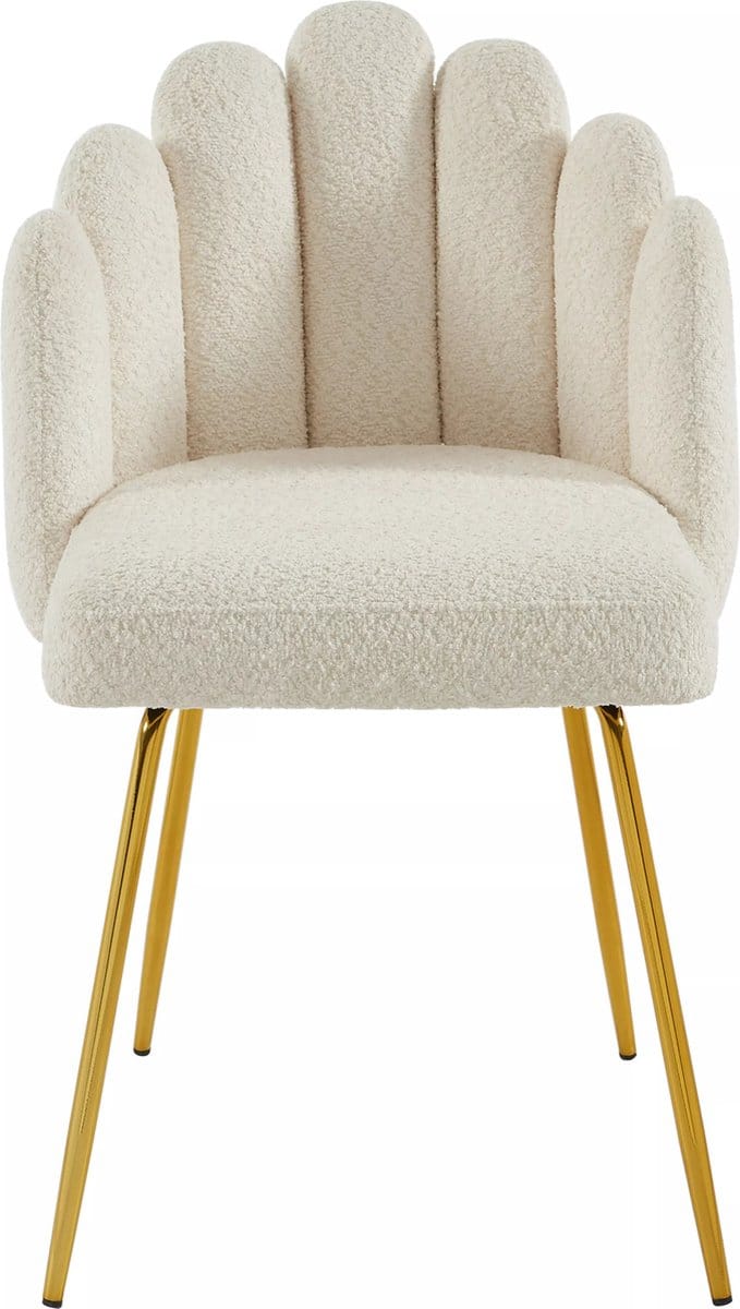 Vente-unique Set van 6 stoelen van boucléstof en goudkleurig metaal - Crèmewit - ALTINAM