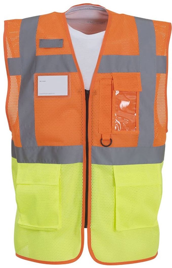 Yoko mesh veiligheidshesje met rits L Geel/Oranje