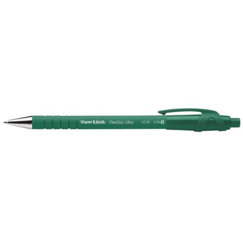 Paper Mate Flexgrip Ultra Intrekbare-balpennen | Medium Punt (1,0 mm) | Groen | 12 stuks