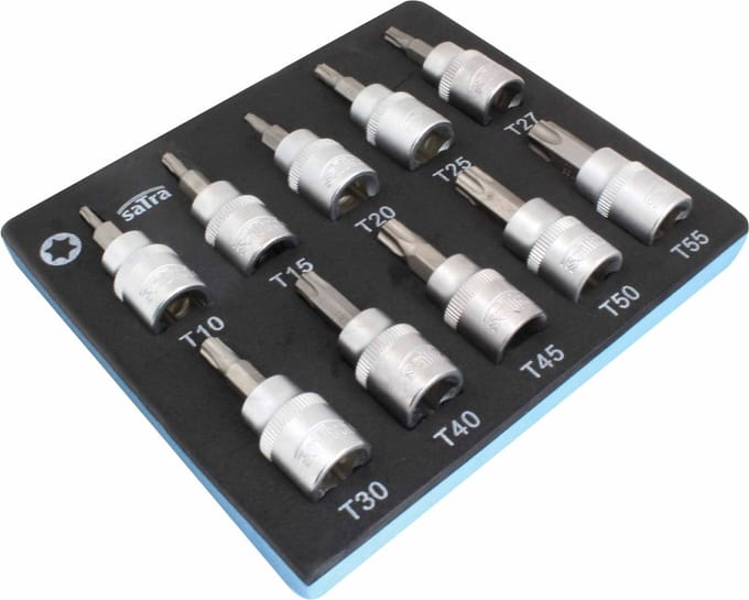 Torxdoppen set - 10 delig - Torxdop met foam inlay - 3/8'' - SATRA