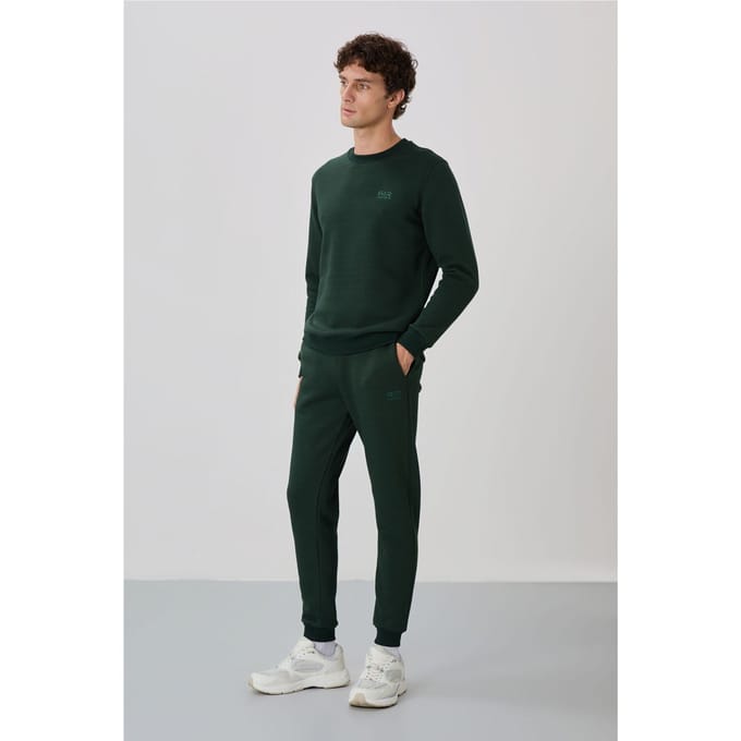 Heren Katoen-Polyester Fleece Sweatshirt en Broek Set