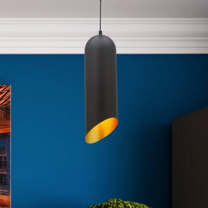 ROYALTECH Kerina hanglamp, zwart, Ø 12 cm, metaal, E27