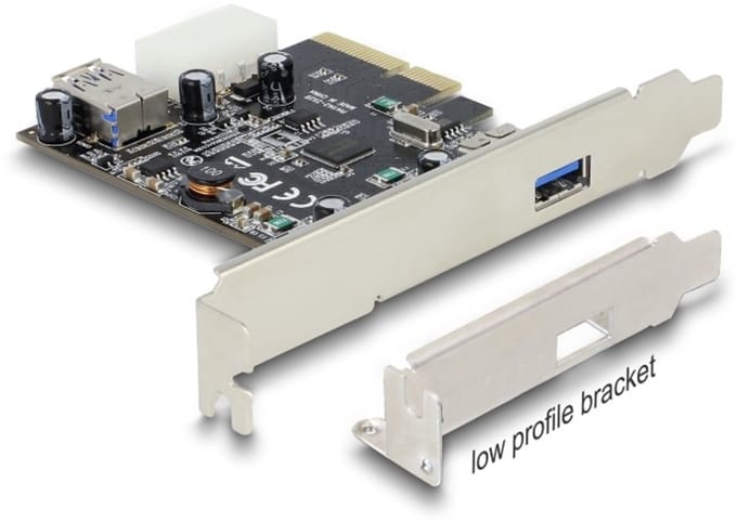 Delock PCI Express x4 Card > 1 x external + 1 x internal SuperSpeed USB 10 Gbps (USB 3.1 Gen 2) type A female