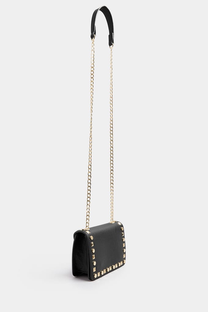Yours Zwarte Nep Leren Stud Detail Crossbody Tassize One Size