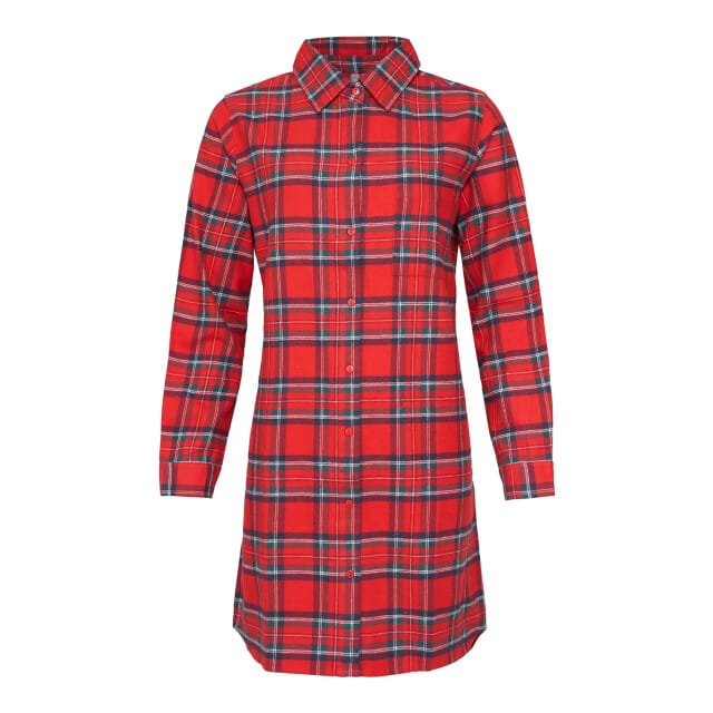 By Louise Dames Pyjama Nachthemd Flanel Geruit Rood - Maat S