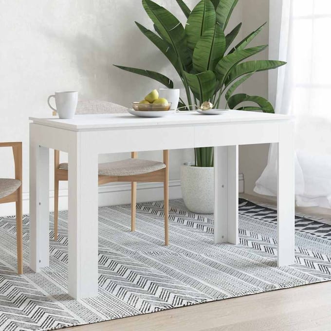 vidaXL - Eettafel - 120x60x76 - cm - bewerkt - hout - wit