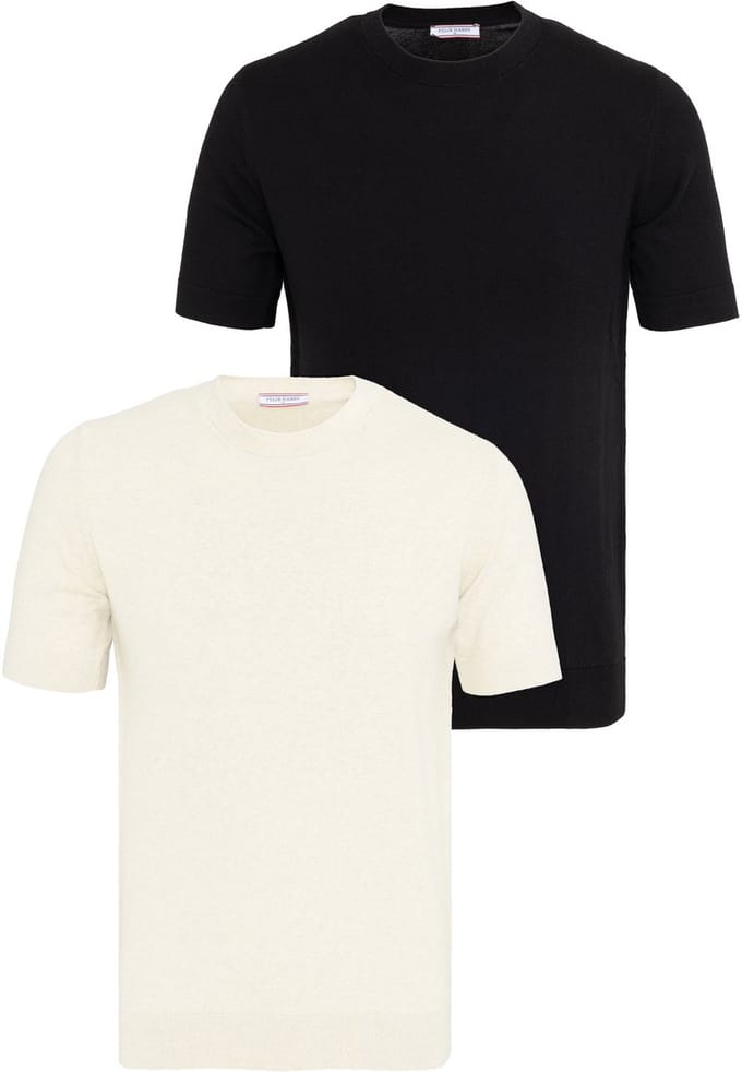 Felix Hardy Tshirt 100% Katoen - 2 Pack Heren Ecru-Zwart - M