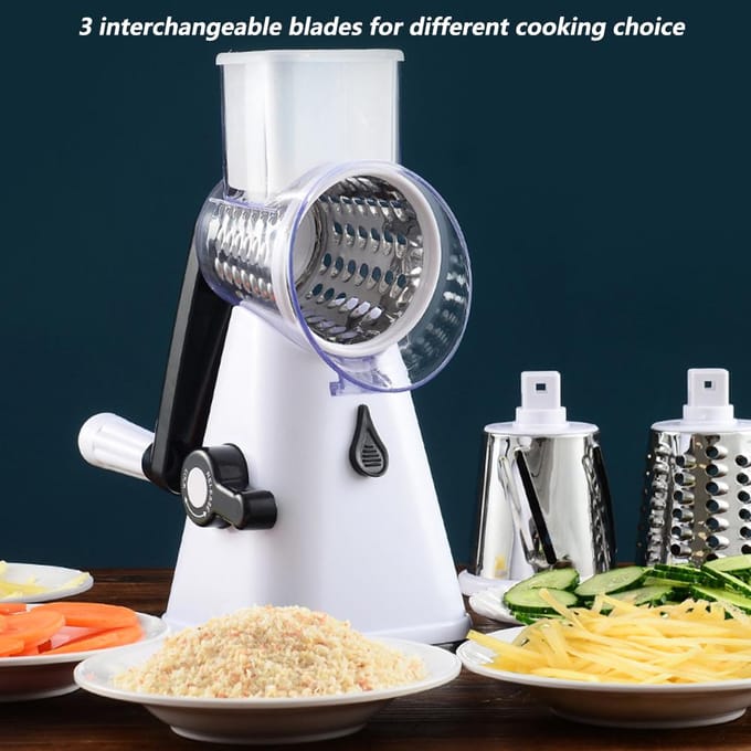 Râpe à légumes manuelle multifonctionnelle à rotation pour la cuisine domestique, outil pour râper, déchiqueter, couper et hacher white