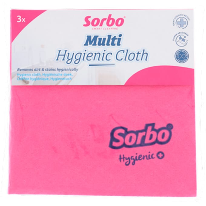 Sorbo Hygienic Cloth - Antibacterieel Behandelde Schoonmaakdoek - 3 Stuks - Absorberend