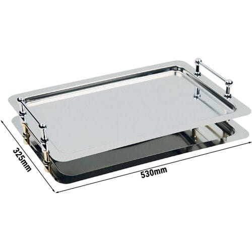 GGM Gastro (6 Stück) System Tablett - Edelstahl - GN 1/1 - Höhe: 65mm - mit Griffen