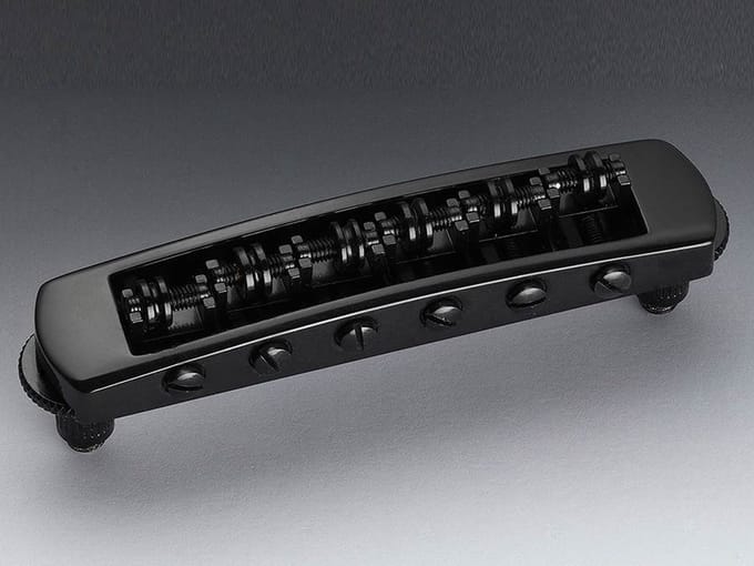Schaller STM Gitaar Roller Bridge - Zwart Chroom, 10,6 mm Spacing, 14 Radius