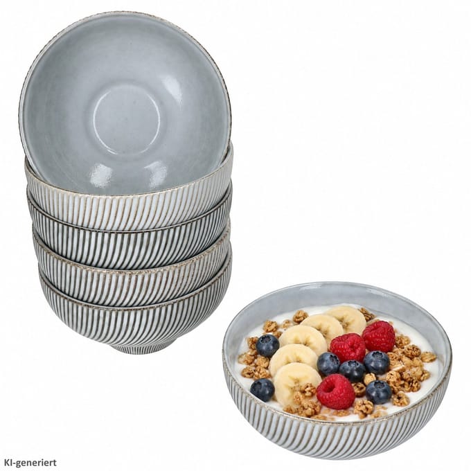 6-delige set SID Light ontbijtbowl met ribbel-relief van aardewerk – 24320860