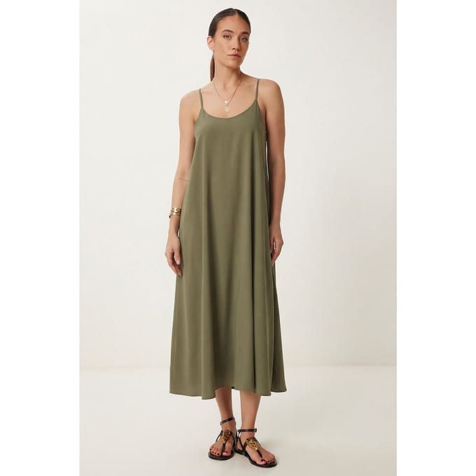 Losse Midi-jurk met U-hals