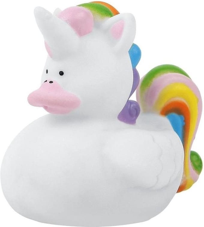 Badeendje Eenhoorn - regenboogkleuren - rubber - 7 cm