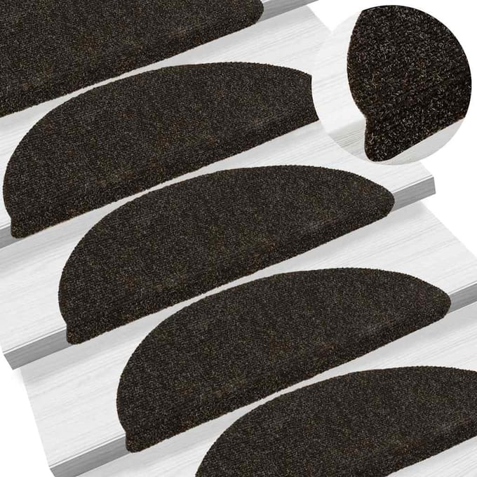 vidaXL - Trapmatten - Zelfklevend - 15 - stuks - 56x17x3 - cm - Donkerbruin - Halfrond