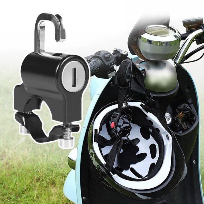 Serrure de casque de moto, serrure fixe antivol universelle pour vélos noir