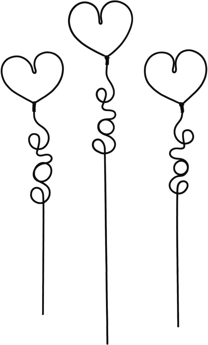 UNUS® Tuinsteker Harten set van 3 zwart