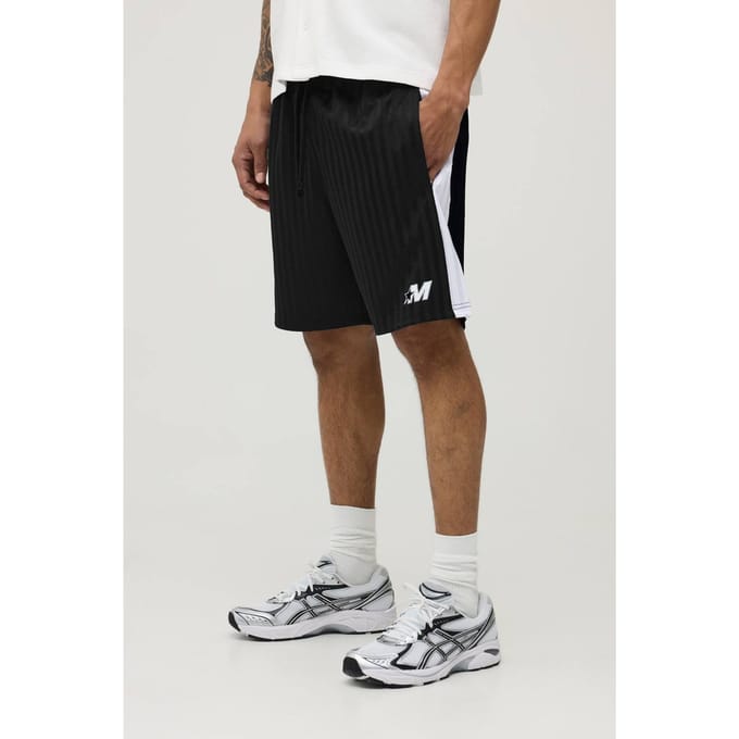 Regular Fit Gestreepte M Ster Paneel Korte Broek | Black | Size Small