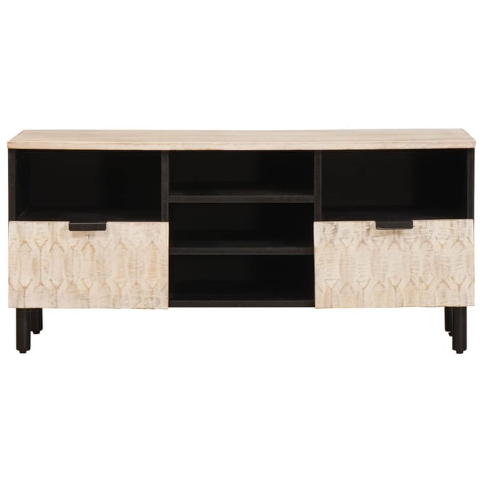 vidaXL - TV - Kast - Witte - Was - Afwerking - 100 - x - 33 - x - 46 - cm - Massief - Mango - Hout