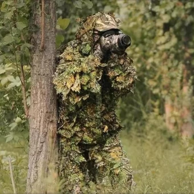 Birdwatching Clothing's nieuwe 3D esdoornblad camouflage top en broek S height 120-150cm