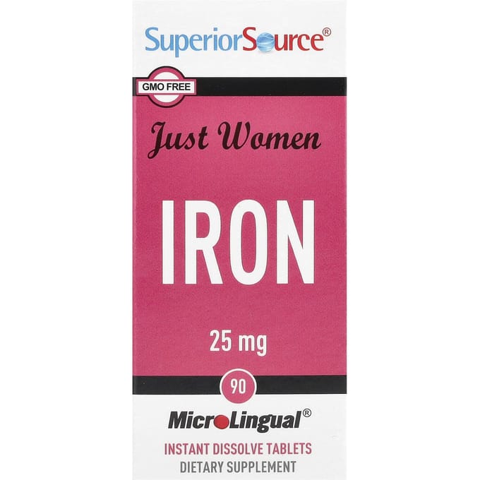 Alleen Vrouwen, IJzer, 25 mg, Microlingual® Direct Oplosbare Tabletten, 90 Tabletten
